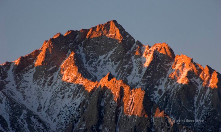 Sunrise of Lone Pine Peak in the Alabama Hills range