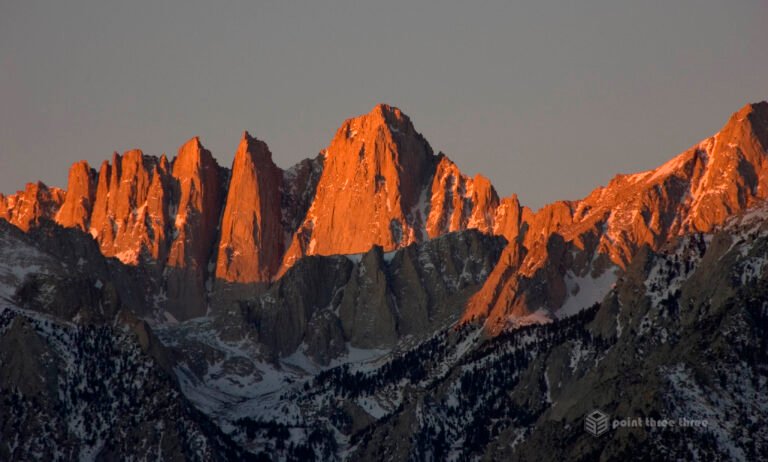 Sunrise of Mount Whitney in the Alabama Hills range