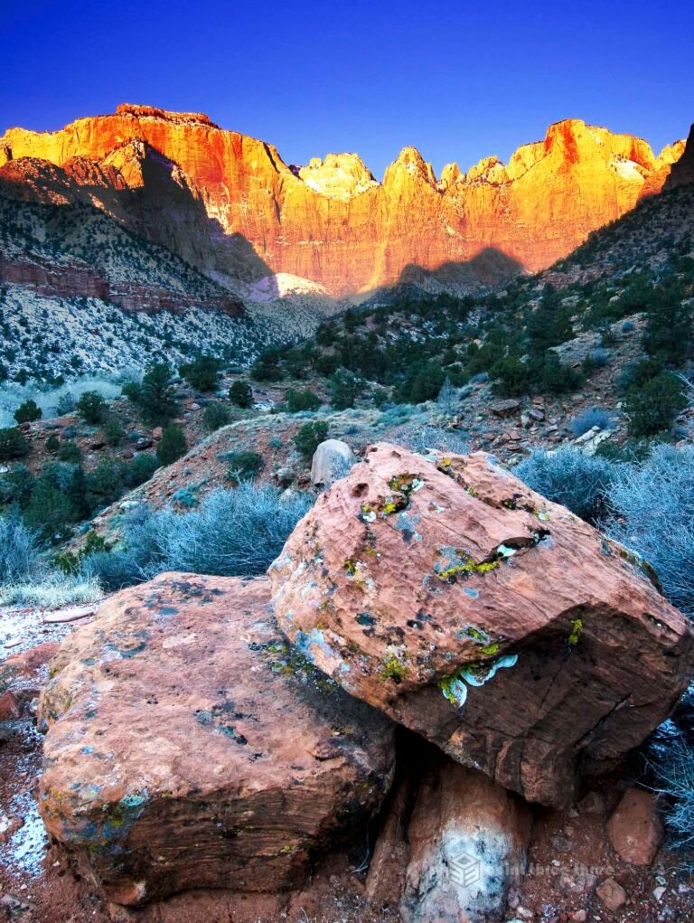 Sunrise of Towers of Virgin in Zion National Park