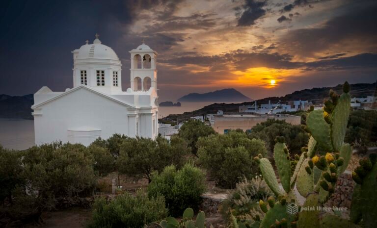 Sunset at Church of Agios Nikolaos, Milos, Greece