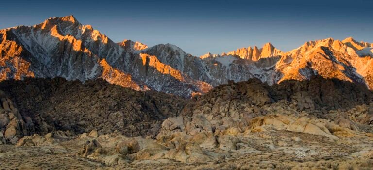 Sunrise of Mount Whitney and Lone Pine Peak, Lone Pine, Alabama Hills