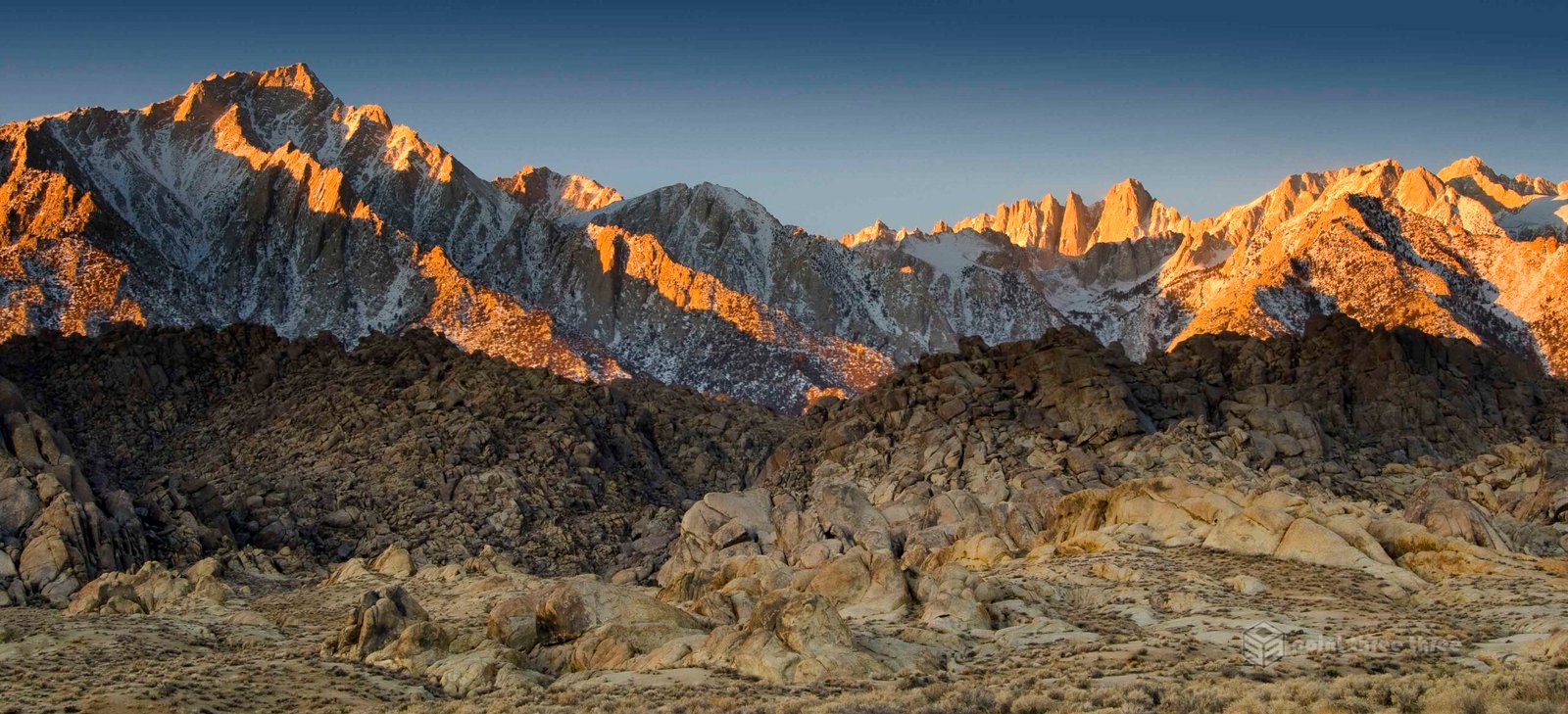 Sunrise of Mount Whitney and Lone Pine Peak, Lone Pine, Alabama Hills