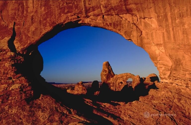Sunrise at North Window and Turret Arch, Arches National Park, Utah