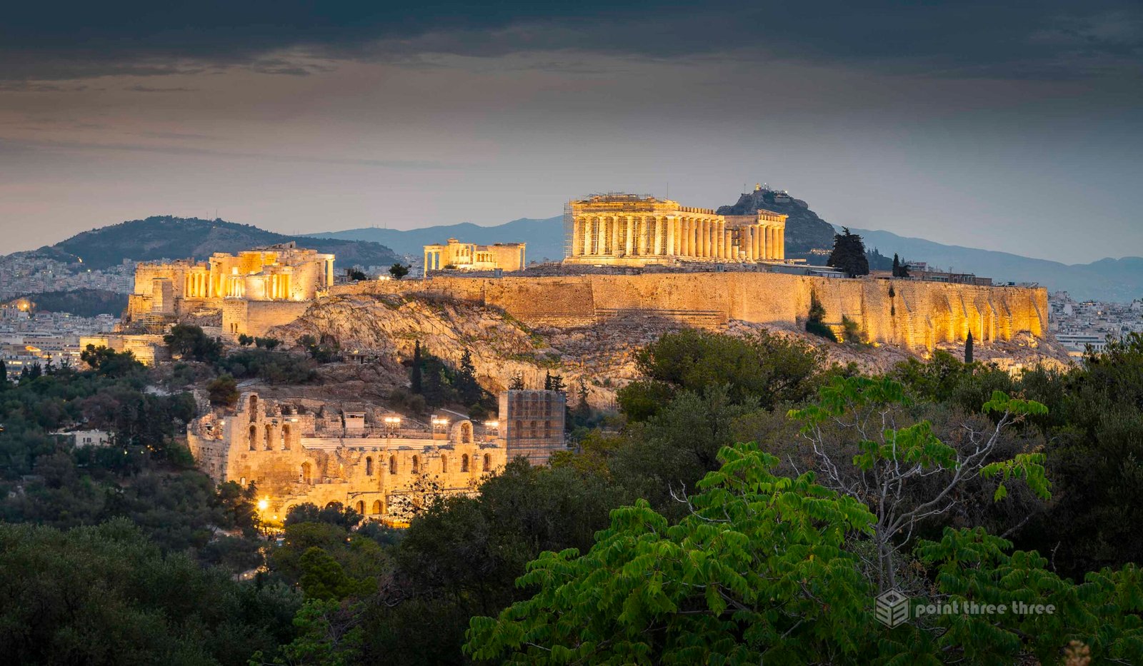 Sunset at The Acropolis and Parthenon, Athens, Greece