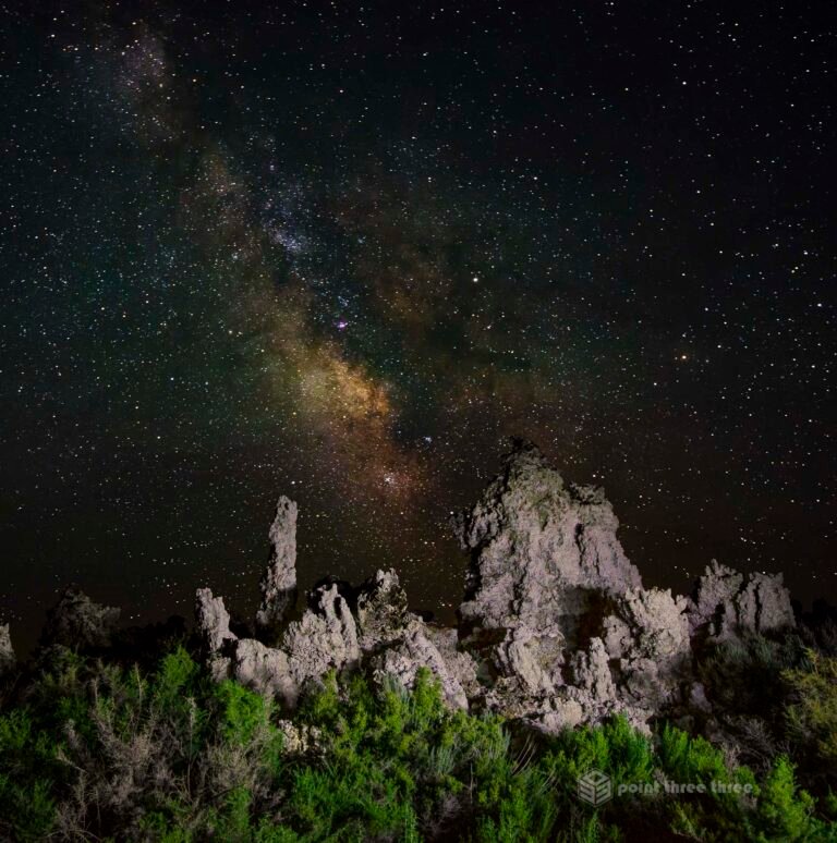 Tufa's light painted and Milky Way at Mono Lake, California