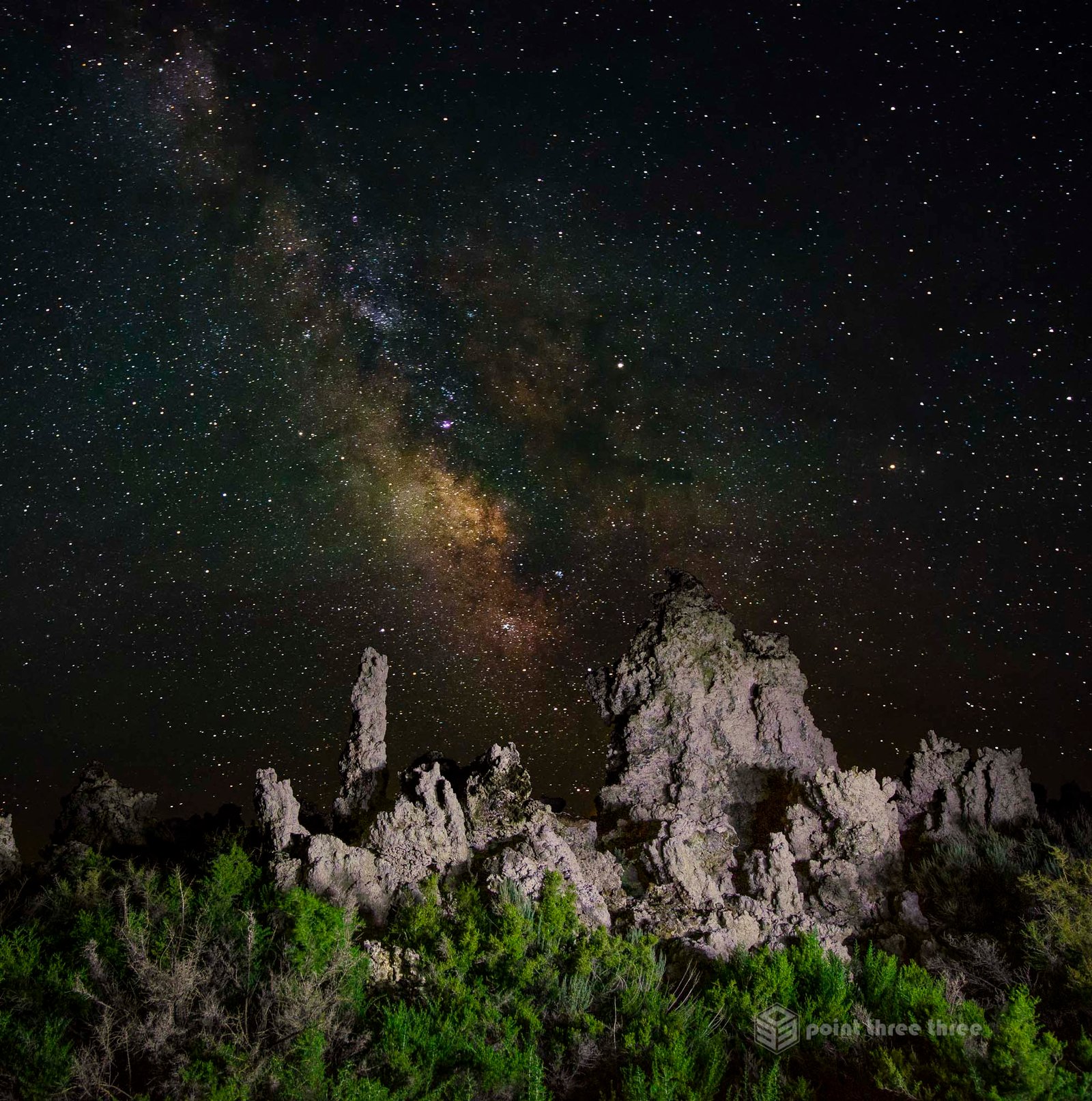 Tufa's light painted and Milky Way at Mono Lake, California