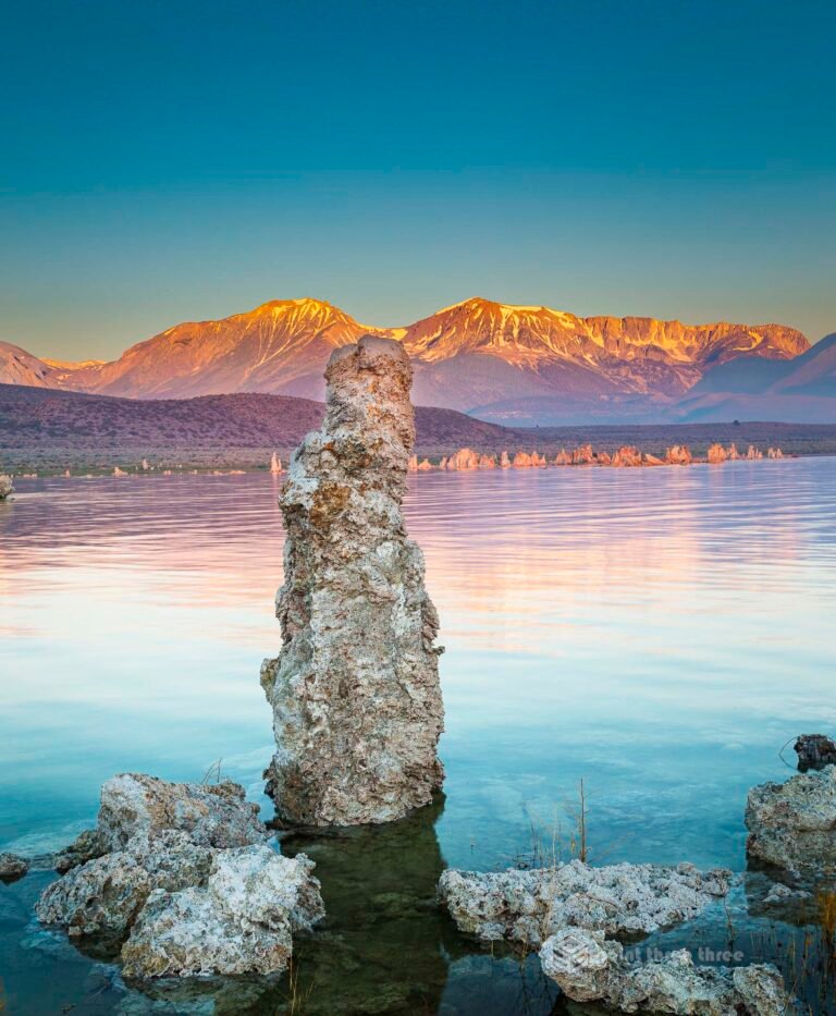Sunrise of Tufa at Mono Lake and Sierra Nevada Mountains California
