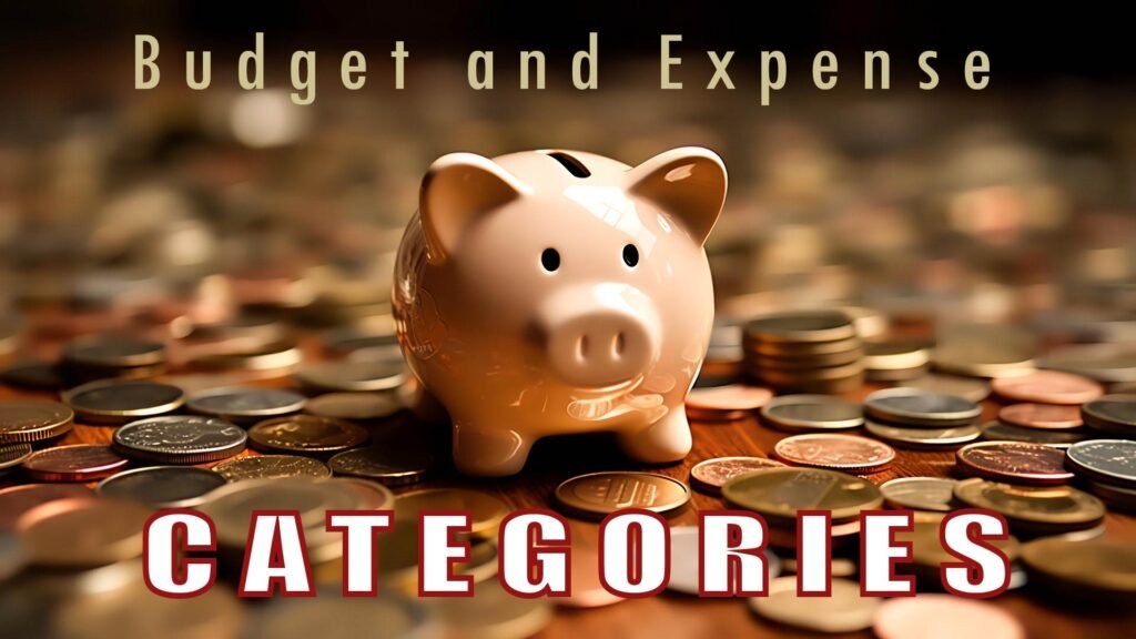 Budget and Expense Categories, Piggy Bank on top of coins