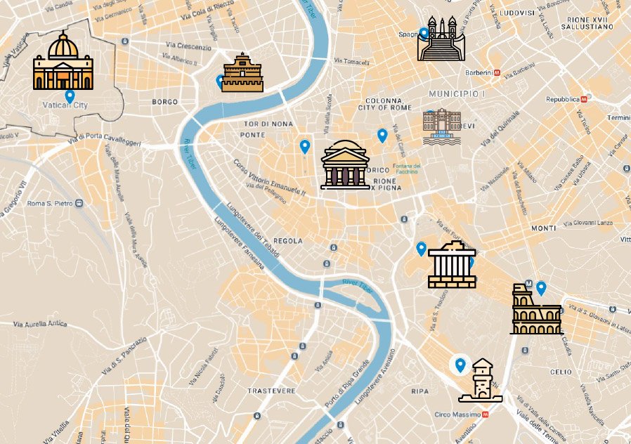 Rome Map and main attractions