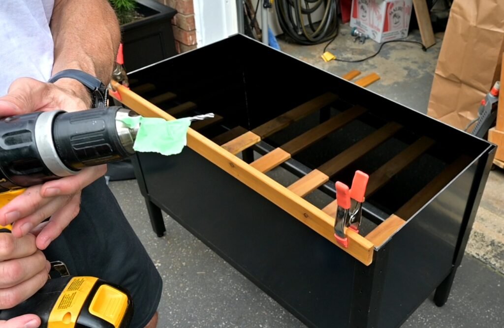 Drill setup for pre drilling the wood